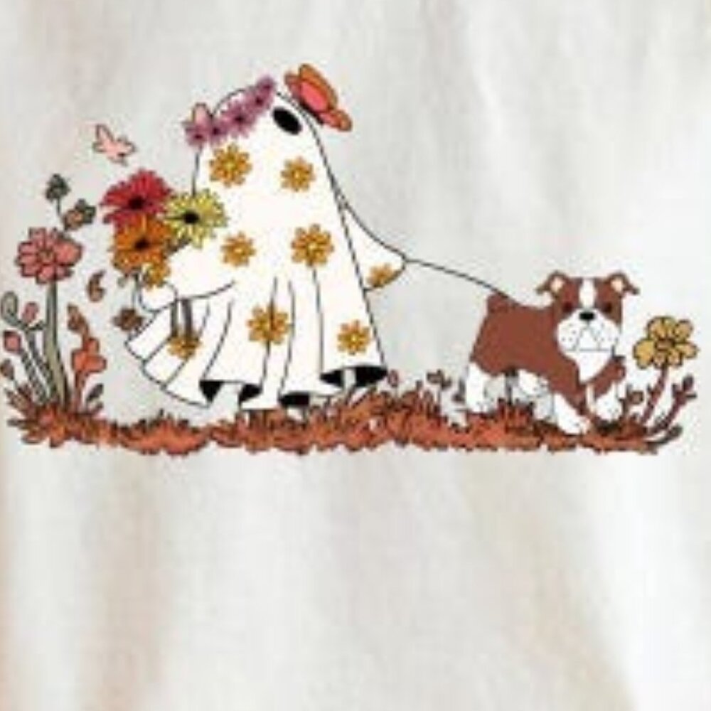 Cute Floral Ghost With Dog Shirt, Dog Mom Shirt - Picture 2 of 3